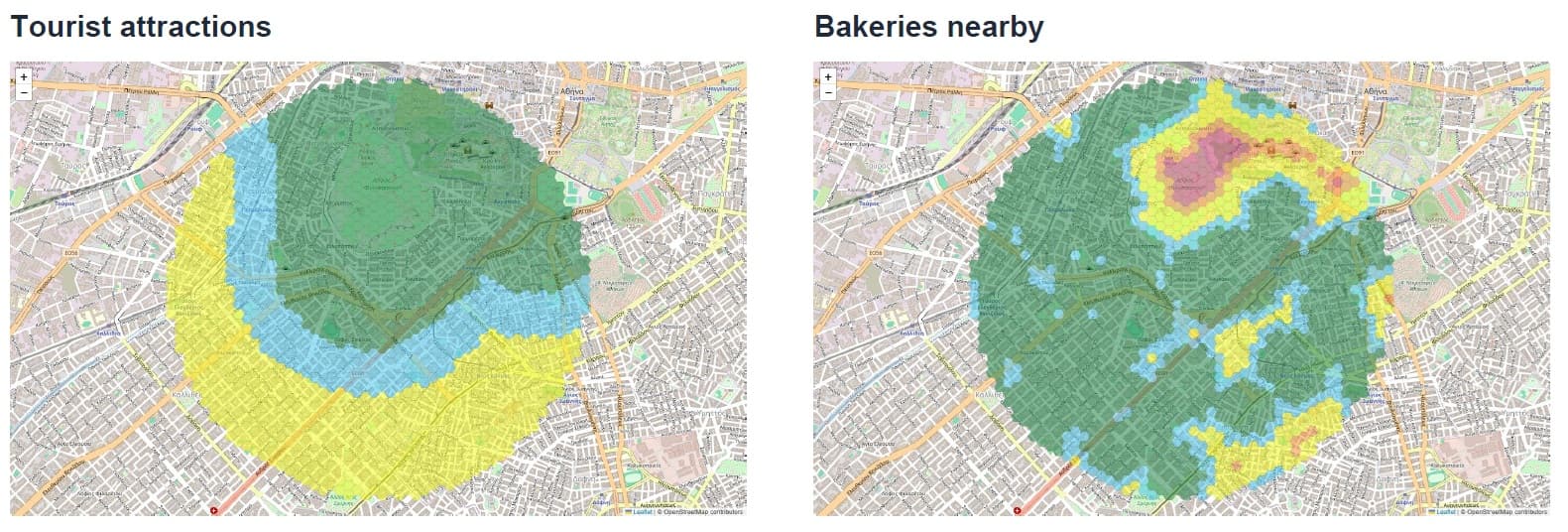 Koukaki Tourist Attractions and Bakeries Maps