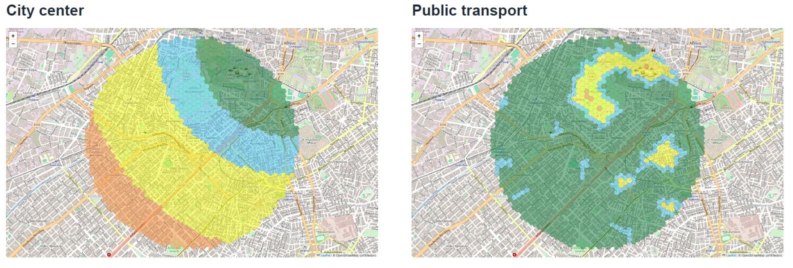 Koukaki Distance from the Center & Transport Maps
