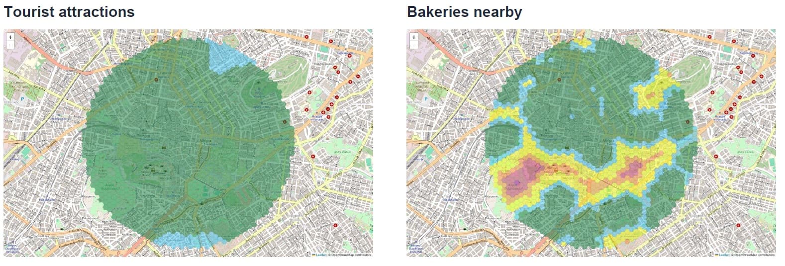 Plaka Tourist Attractions and Bakeries Maps
