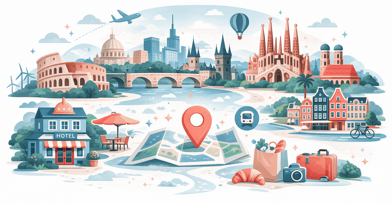 Best areas to stay in Europe neighborhood guide cover illustration