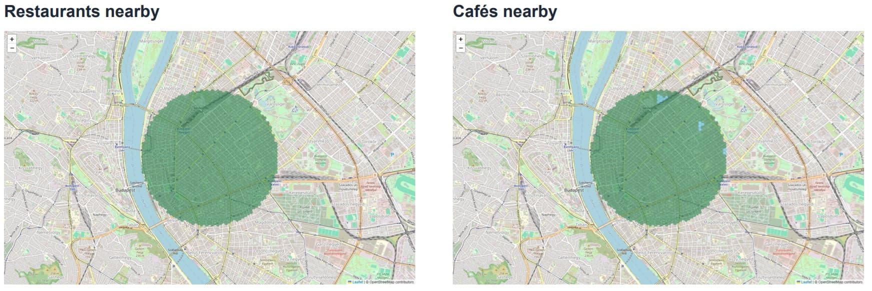 Budapest Central Districts Restaurants and Cafés Maps