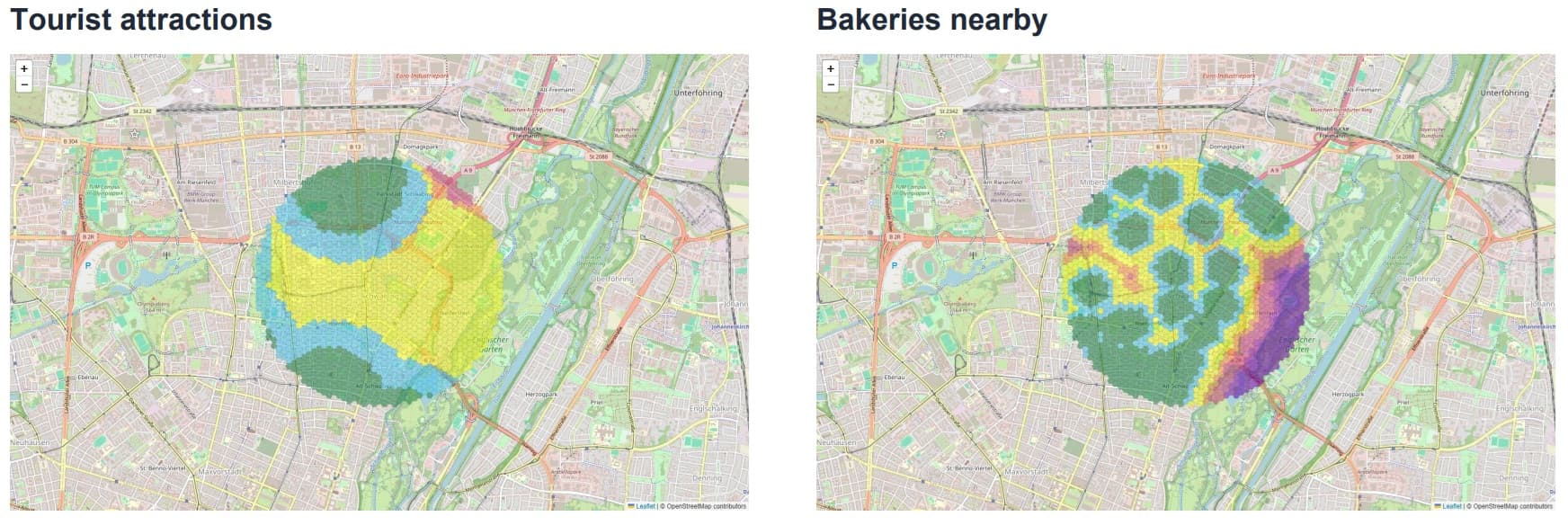 Schwabing Tourist Attractions and Bakeries Maps