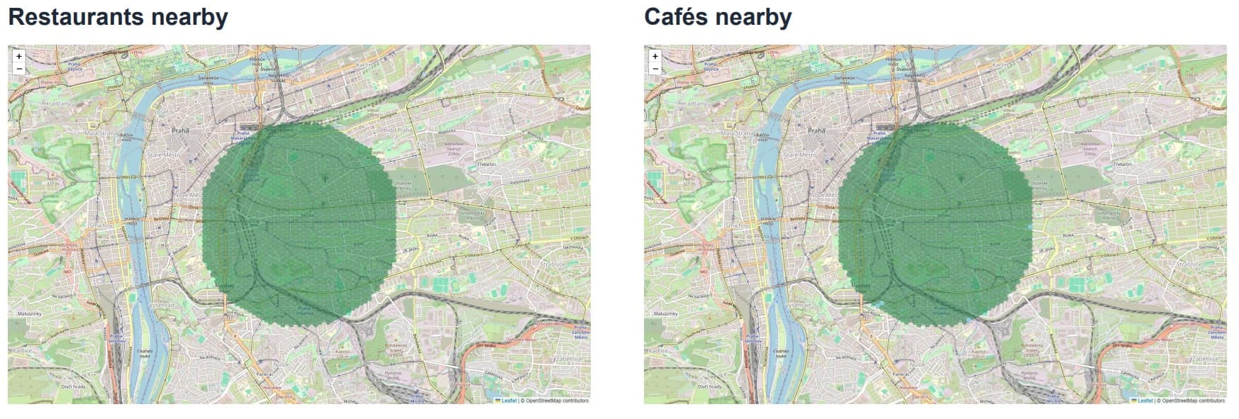 Vinohrady Restaurants and Cafés Maps