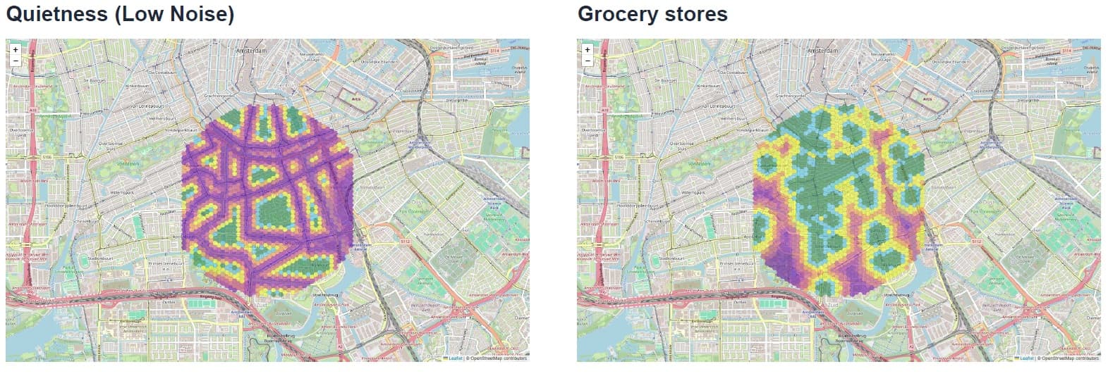 De Pijp Noise and Grocery Stores Maps